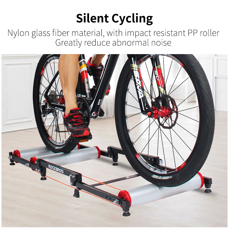 ROCKBROS Bike Roller Trainer Stand Bicycle Exercise Bike Training Indoor Silent Folding Trainer Aluminum Alloy For MTB Road Bike
