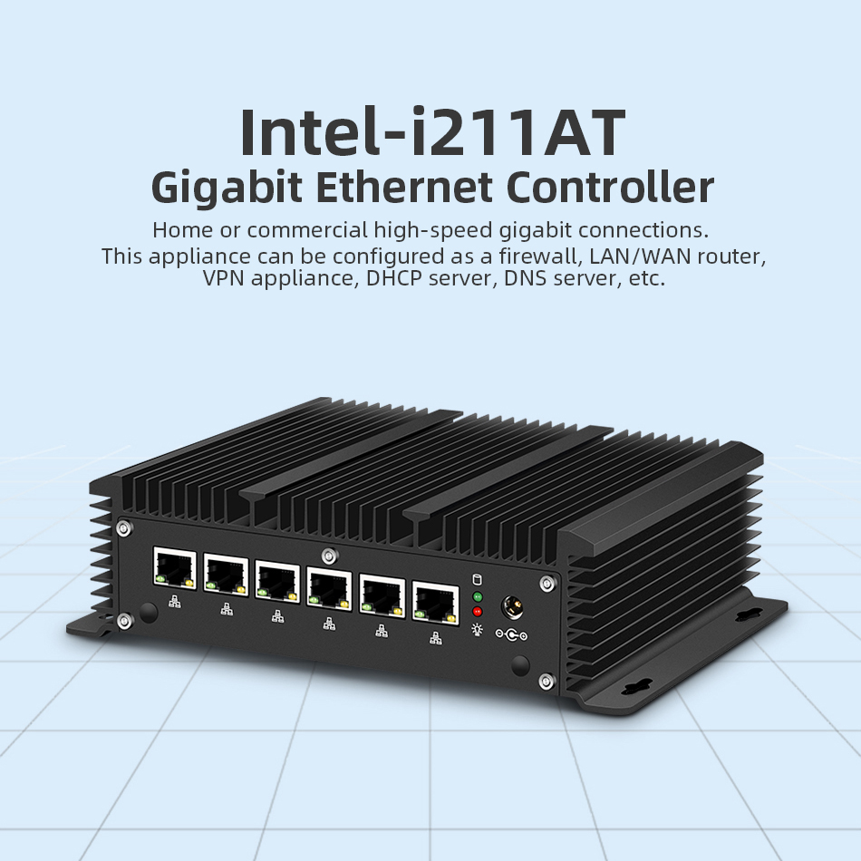 XCY Mini PC Core i5 7200U i3 7100U 6x Gigabit LAN Intel i211 NIC RS232 WiFi 4G LTE AES-NI Run pfSense OPNsense Firewall Router