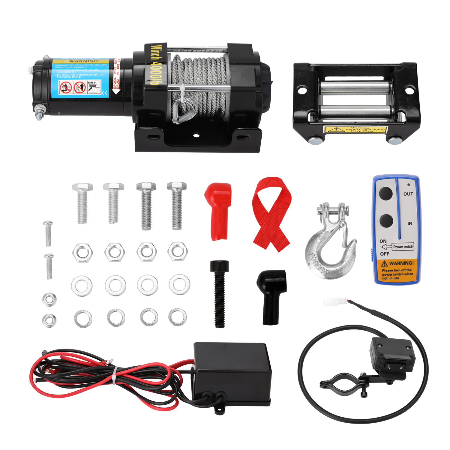 Electric Recovery Winch Kit 4000lbs лебедка ATV Trailer Truck Car DC12V Remote Control Winches cabrestante electrico 12v лебедка