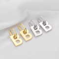 Fashion Popular Stainless Steel Letter B Hoop Earrings