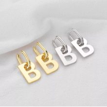 Fashion Popular Stainless Steel Letter B Hoop Earrings