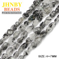 JHNBY Black Rutilated crystal Irregular Gravel Chips Loose beads Natural Stone accessories Jewelry bracelet making DIY Wholesale