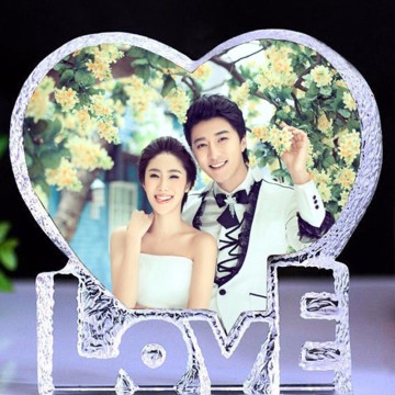 10*10CM Souvenirs Custom Made Heart Crystal Photo Frame Glass Album for Pictures Frame Wedding Decoration Friends Unusual Gift