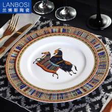 European Fine Bone China Western Dish Plates Beautiful Ceramic Tableware Hotel Decorative Plate For Dessert,Steak,Snack,Cake