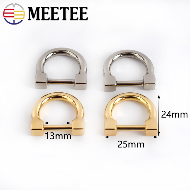Meetee 13x24mm 4/10pcs Metal D Ring Buckle Bag Strap Clasp Adjustable Screw Luggage Connector Handle Hook Diy Hardware Accessory