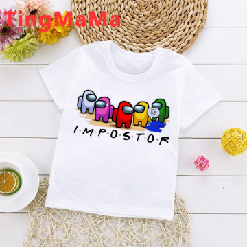 New Game Among Us Cartoon T Shirt for Kids Summer Top Impostor Graphic Tees Boys Girls Funny Anime Tshirt Cute Children Clothing