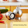 Stainless Steel Manual Spherical Salt Pepper Mill Grinder Portable Mill Seasoning Muller Kitchen Tools Spice Sauce Pepper Mill
