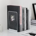 1 Pair Nordic Iron Bookends Book Stand Support Desktop Office Magazine Organizer Non Slip Rack Shelf Holder