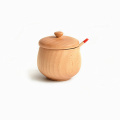 New Wooden Sugar Bowl With Lid Spoon Spice Jar Seasoning Can Modern Home Kitchen Storage Container Supplies