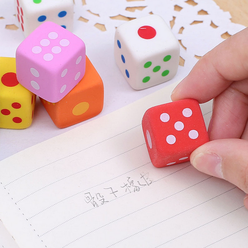 1 Pc Novelty Dice Shaped Erasers For Kids 3D Candy Color Rubber Eraser Toys Kawaii Stationery School Office Supplies