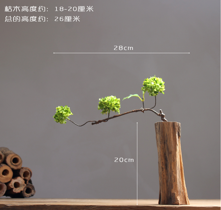 Creative Chinese Wooden vase Fake flower suit Artificial flower decoration Home Decorations Retro manual Wood crafts Desktop