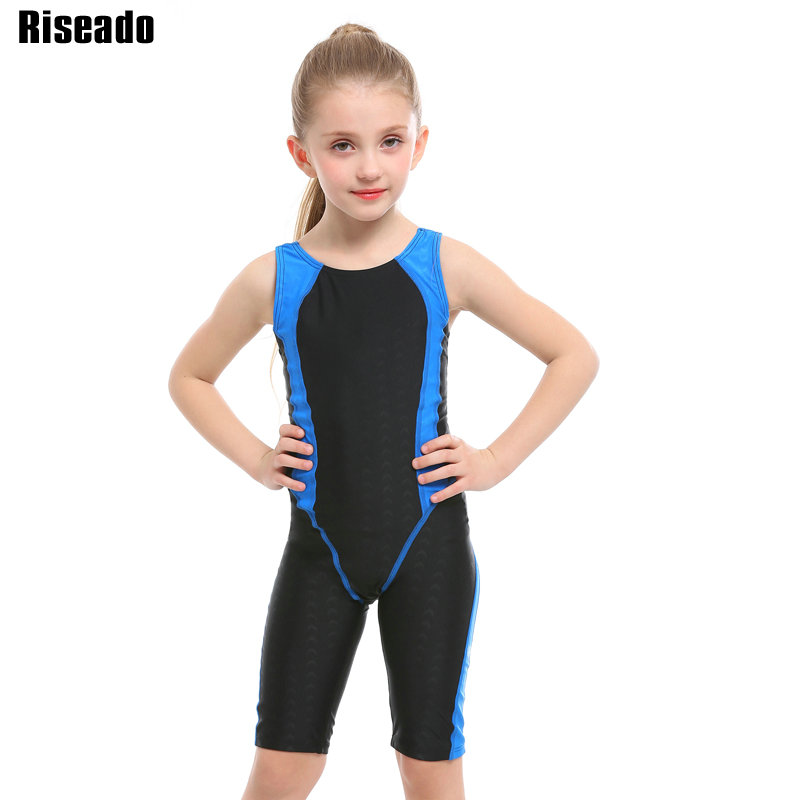 Riseado Sport One Piece Swimsuit Racer Back Swimwear Girls Patchwork Children Bathing Suit Boyleg Competitive Bodysuit 2021