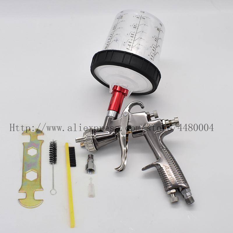 K-400 High Quality Spray Gun 1.4mm 1.7mm LVMP AIR SPRAY GUN gravity stainless steel 600ml cup auto Car face Paint