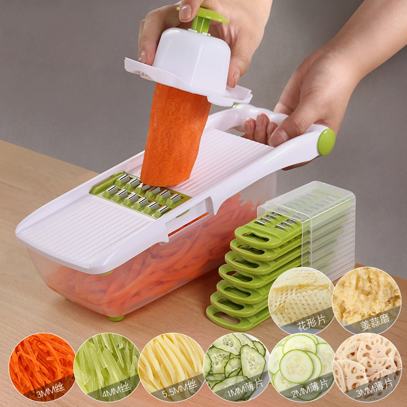 Multifunctional Mandoline Slicer Vegetable Cutter With 8 Pieces Stainless Steel Blade Potato Peeler Carrot Grater Kitchen Tool