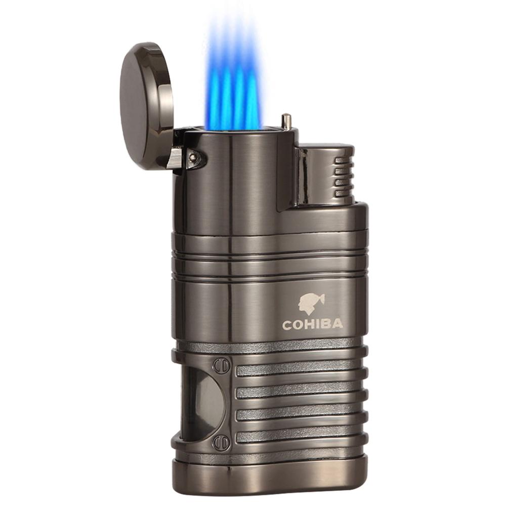 COHIBA Lighter Gas Butane 3 Flame Jet Torch Cigarette Lighters Windproof Men Metal Cigar Lighter Refillable