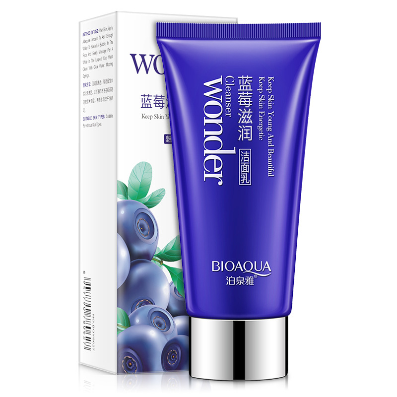 BIOAQUA Blueberry Facial Cleanser Plant Extract Rich Foaming Facial Cleansing Moisturizing Oil Control Face Skin Care