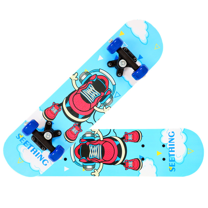 24inch Kids Children Cartoon Skateboard Maple Wood Double Rocker Deck Skate Board Four Wheels Longboard Skateboard 60*15cm Deck