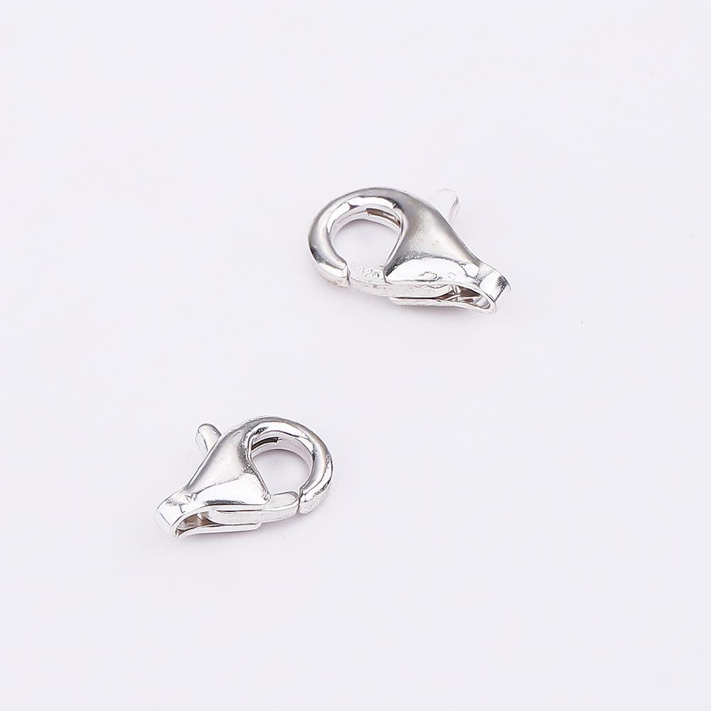925 Sterling Silver Findings Lobster Clasp Hooks 2pcs/lot 8mm 9mm End Connectors For DIY Jewelry Making Findings Accessories