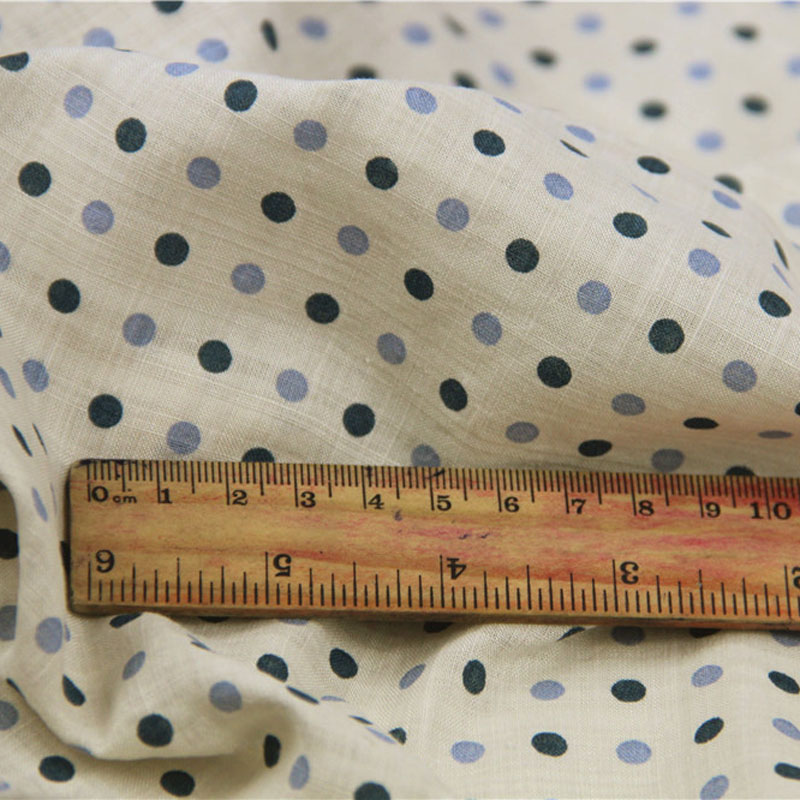 Linen Color Blue Polka Dot Rayon/Linen Fabrics Tissue Thin for DIY Summer Apparel Clothes Blouse Dress Pants Textile Cloth Tela