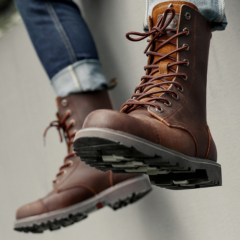 Hiking shoes Men Military Boots hunting shoes Tactical Desert Combat Ankle Army Work sneakers Leather Snow walking high top shoe