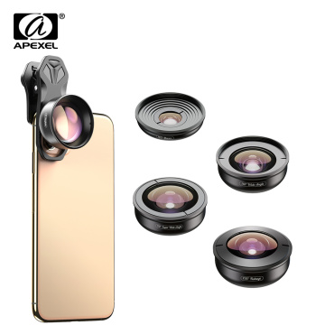 APEXEL optic High quality 5 in 1 Camera Phone Lenses 4K Wide macro Fisheye Tele super wide Lens for iPhonex xiaomi allsmartphone