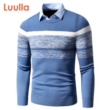 Men 2020 Autumn Winter Casual Brand New Warm Sweater Pullovers Turn Down Shirt Collar Men Knit Pattern Outfits Sweater Coat Men