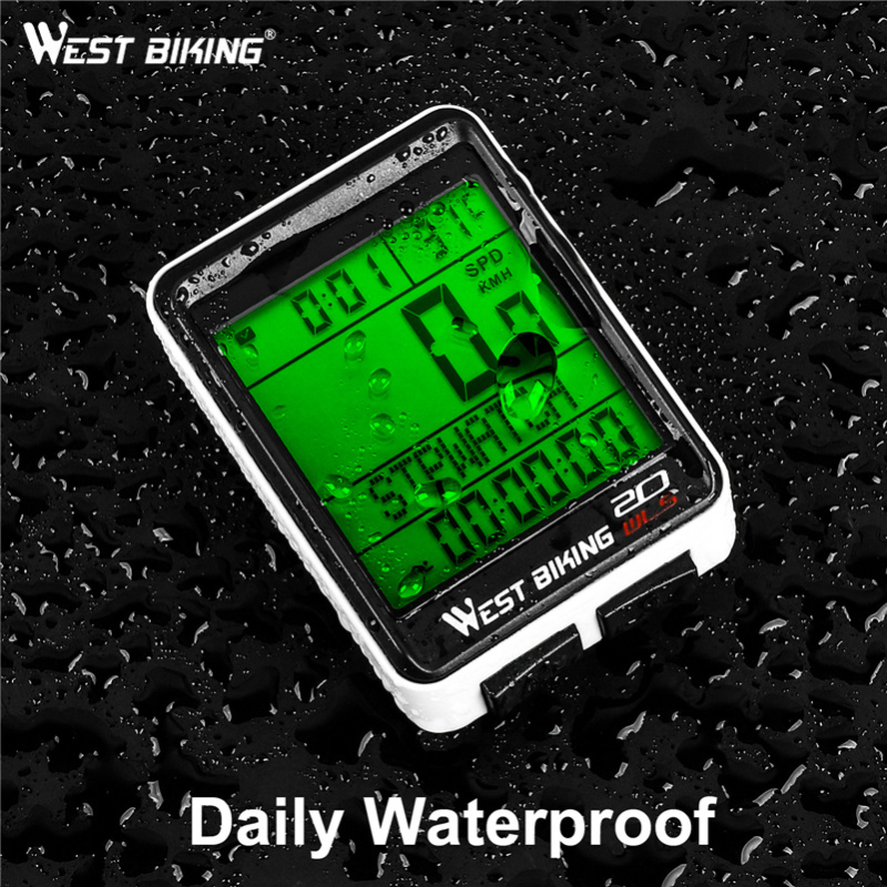 WEST BIKING LED Waterproof Bicycle Computer Wireless 5 Language Cycling Bike Odometer Stopwatch Speedometer 2.1in Bike