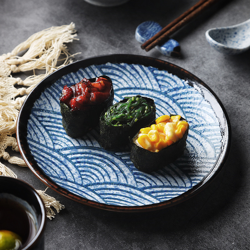 Japanese Style Ceramic Rice Bowl Ramen Bowl Salad Noodle Soup Bowl Restaurant Steak Plate Kitchen Tableware Home Decoration