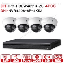 Dahua 6MP 8+4 Security CCTV System 4Pcs 6MP POE Zoom IP Camera IPC-HDBW4631R-ZS & 8POE 4K NVR NVR4208-8P-4KS2 Surveillance Kits