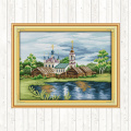 The Sunset Scenery Painting Counted Cross Stitch DMC 11CT 14CT Printed Canvas Cross Stitch Set for Embroidery Kit DIY Needlework