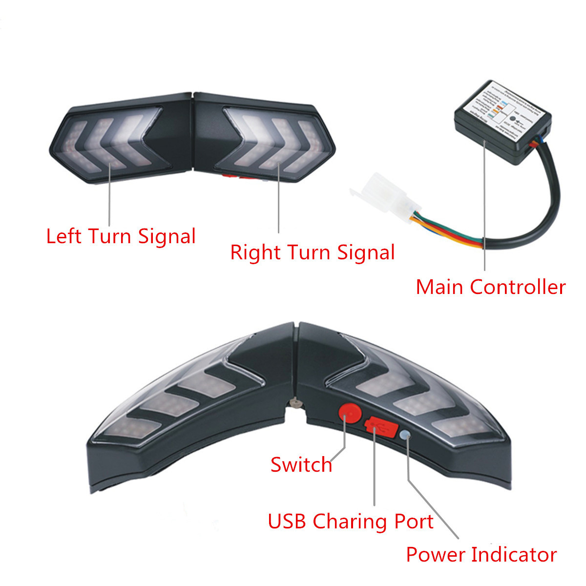 Motorcycle Helmet Wireless LED Safety Brake Light Turn Signal Light Indicators Motorbike Scooter Motocross Helmet