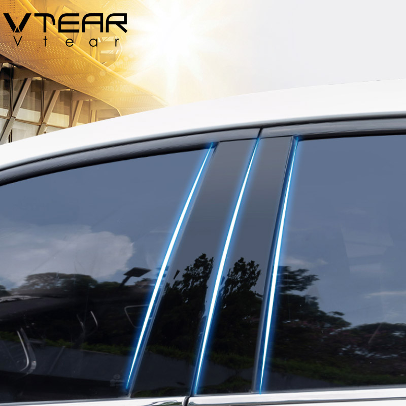 Vtear For Toyota Camry 2018 accessories car window B C pillar sticker trim black mirror reflection panel Exterior anti scratch