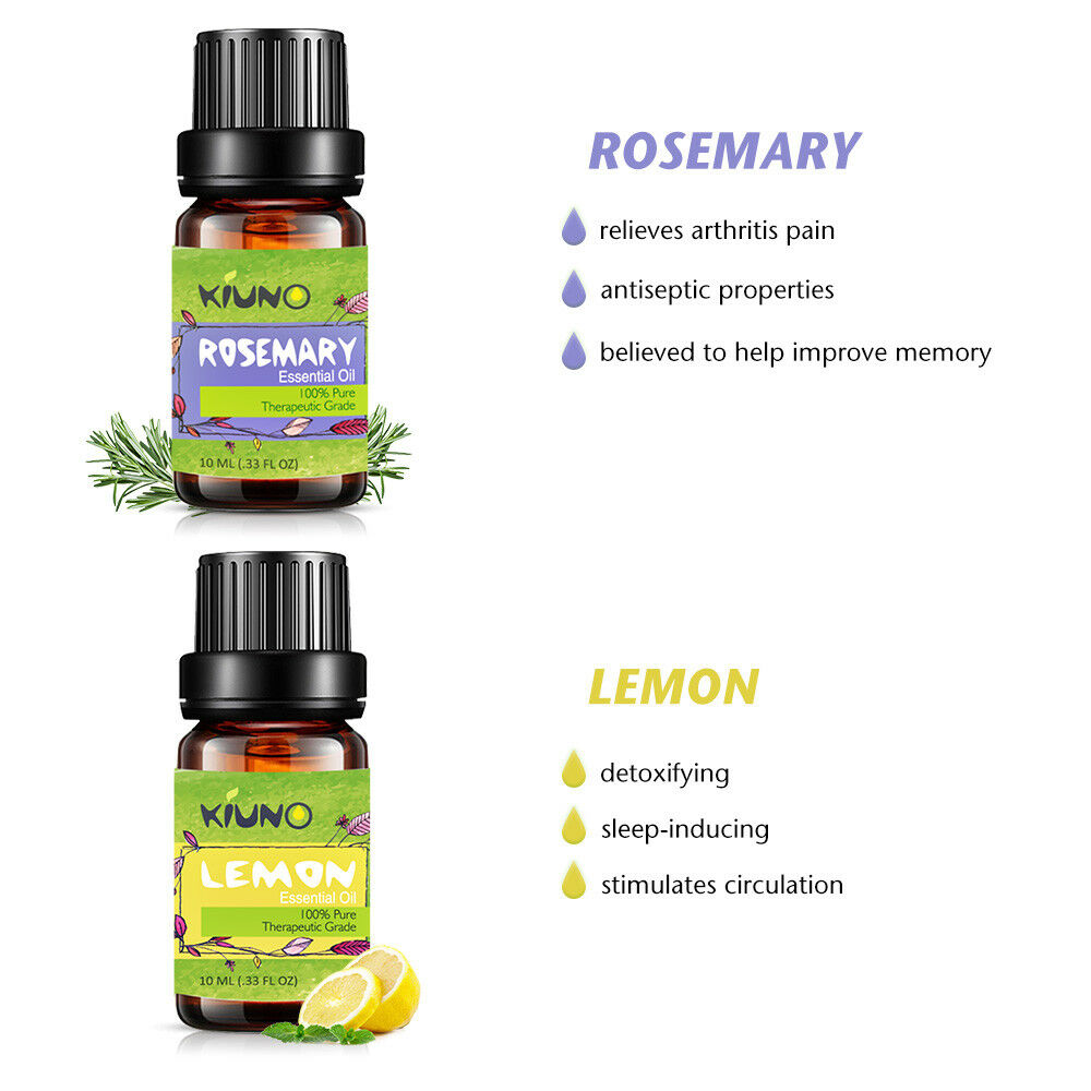 KINUO 10ML Rosemary Essential Oils for Aromatherapy Diffusers Lavender Tea tree Lemongrass Orange Rosemary Oil Home Air Care