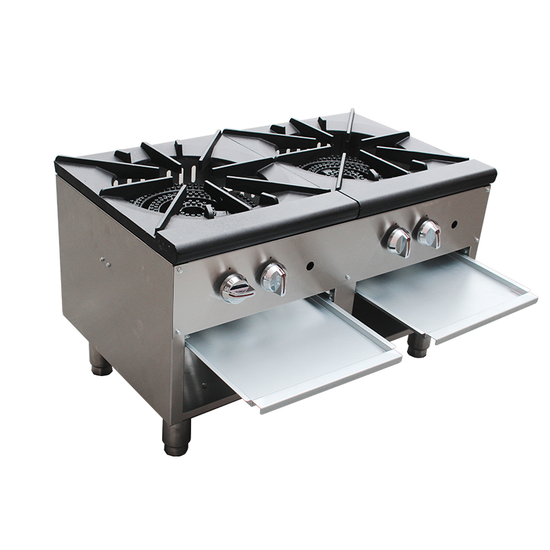 2 burner commercial gas stock pot range