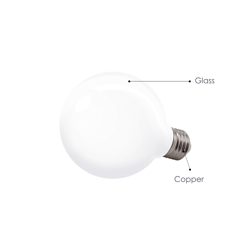 G80 6W LED Globe Edison E27 Pendant Lamp Light Bulbs Type G Omnidirectional Lighting Angle Warm White Dia 80MM Glass Lamp Shade