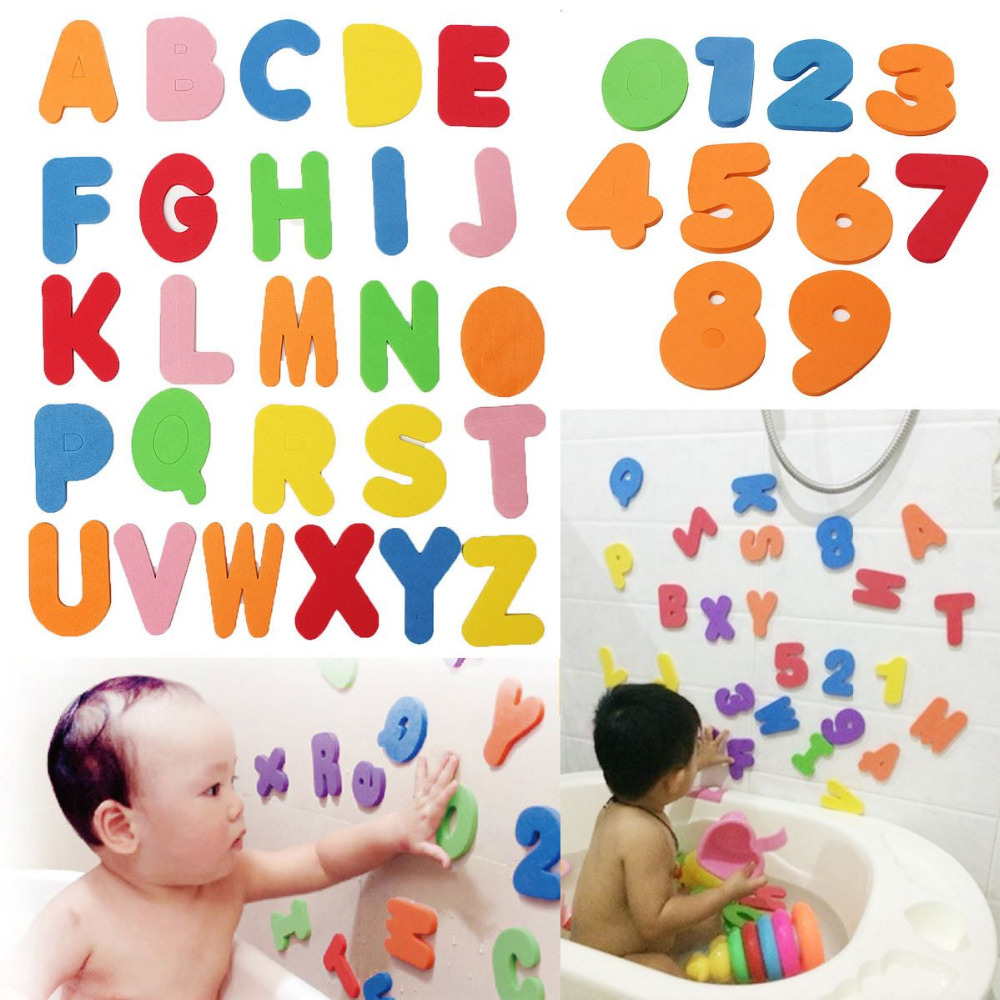 36PCs Alphanumeric Letter Bath Puzzle Soft EVA Kids Baby Toys New Early Educational Kids Tool Bath Toy Funny Toy