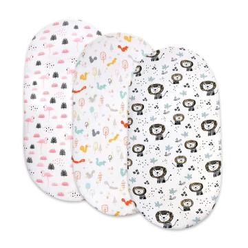 Baby Bassinet Sheet Stretch Fitted Changing Pad Cover Cute Cartoon Crib Fitted Sheets For Newborn Baby Boys & Girls