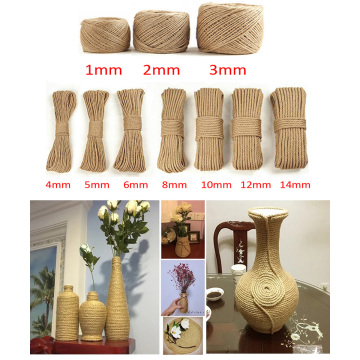 (Diameter from 1MM to 15MM) Length 100 Meters Natural Strong Jute Rope Hemp Rope Craft String Cord for Floristry,DIY Crafts