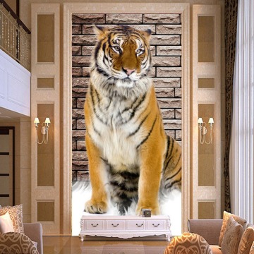 Custom Mural Wallpaper Non-woven 3D Tiger Entrance Corridor Backdrop Room Decoration Paintings For Living Room Wall Paper Decor