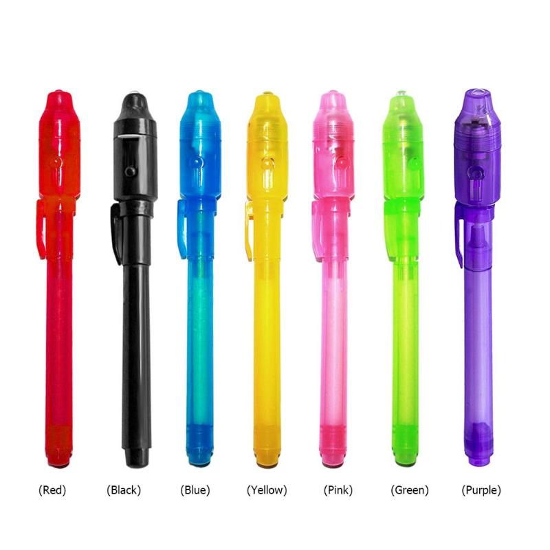 4/7pcs 2 in 1 Luminous Light Invisible Ink Pen UV Check Money Light Toy Kids Drawing Secret Pens Children Glow in the Dark