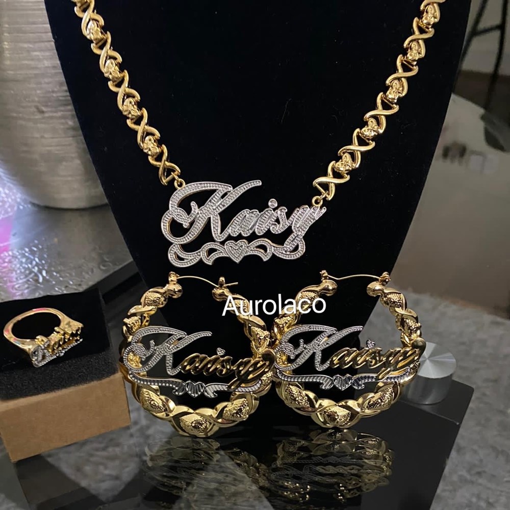 AurolaCo XOXO Customized Name Necklace Custom Name Necklace Personalized XOXO Necklace Gift for Women