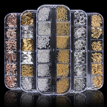 1Case Gold Silver Hollow 3D Nail Art Decorations Mix Metal Frame Nail Rivets Shiny Charm Strass Manicure Accessories Studs JI772