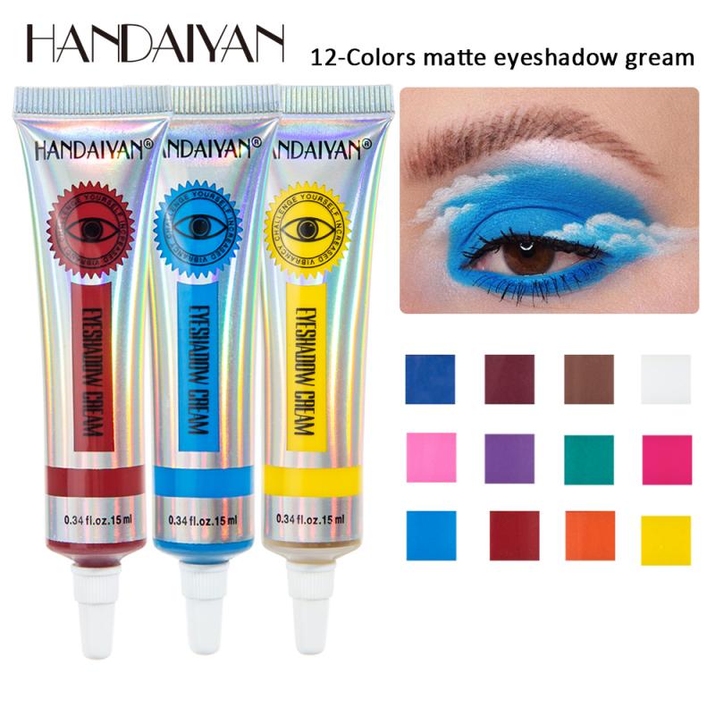 HANDAIYAN 12-color Matte Liquid Eyeshadow Smokey Lasting Waterproof Blue Colorful Eye Shadow Cream Pigmented Eye Makeup TSLM1
