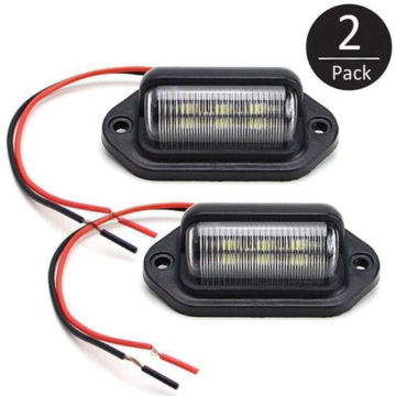 2 Pcs Waterproof 6 LEDs License Plate Light Rear Light Trailer Step Lamp for Car Boat RV Truck 12V License Plate Ligh