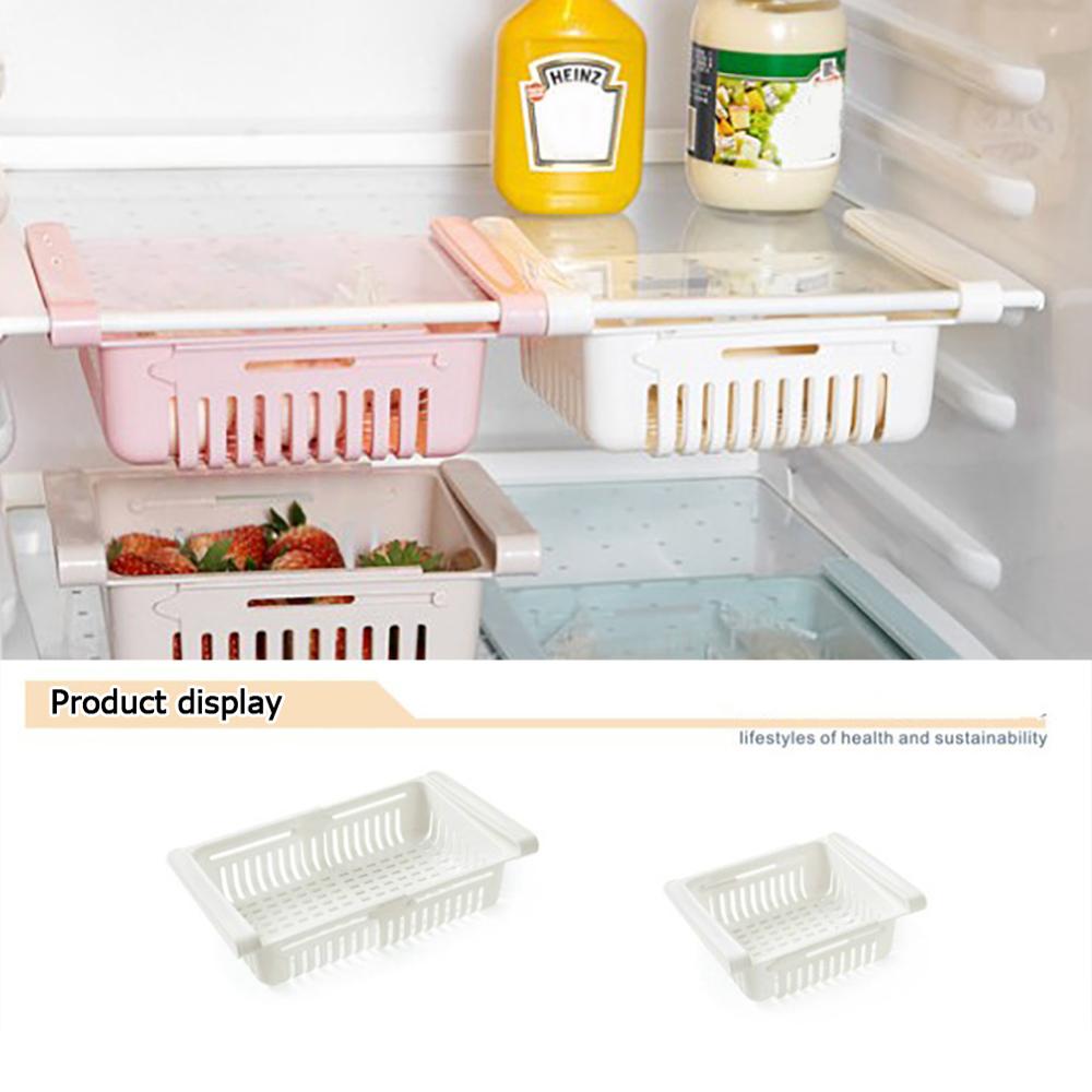 1PC Refrigerator Food Organizer Adjustable Stretchable Fridge Organizer Drawer Basket Kitchen Refrigerator Storage Rack Shelf