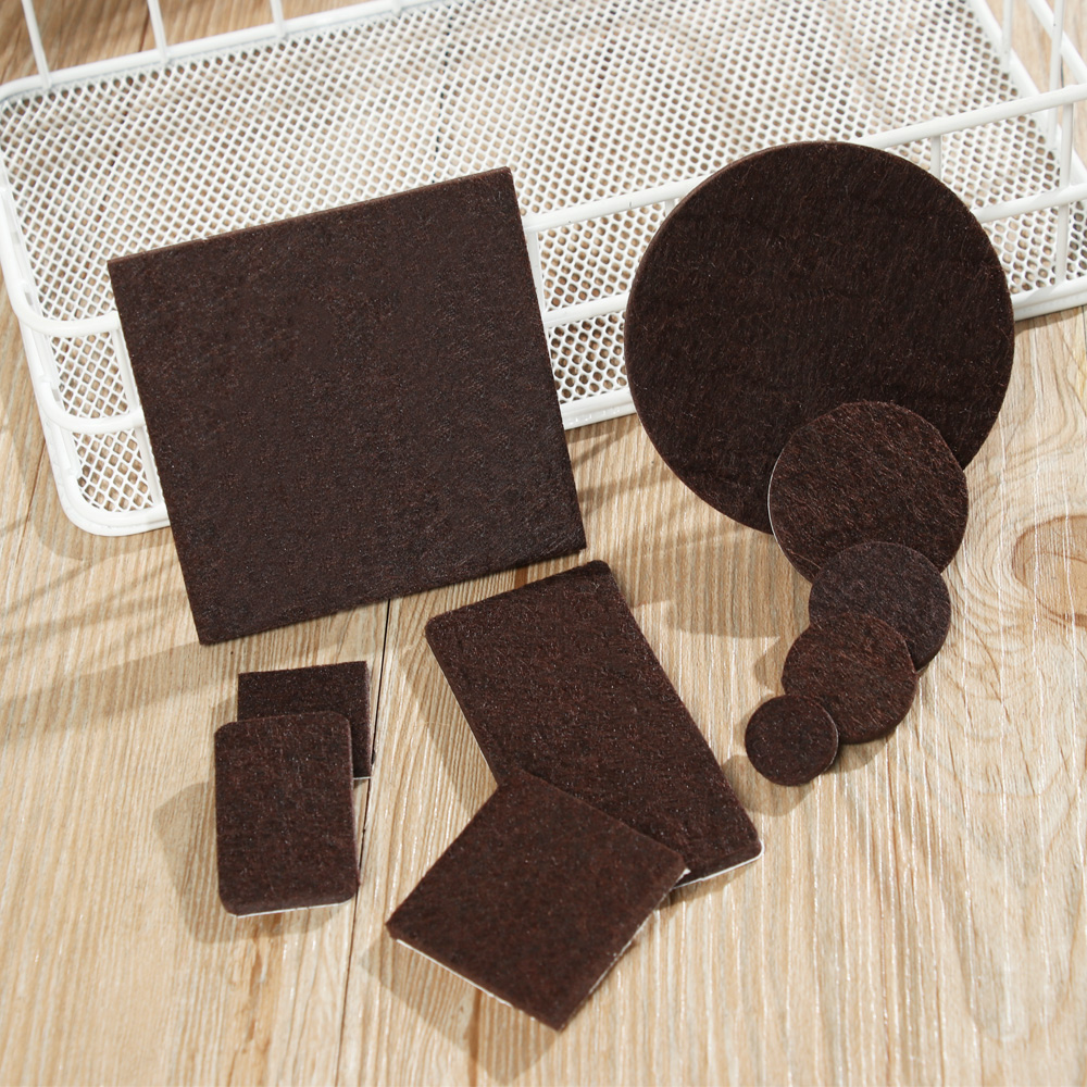 Brown Square & Round Felt Furniture Leg Pads Thicken Self-Adhesive Table Chair Mat Floor Protectors Anti-Slip Mats Chair Fitting