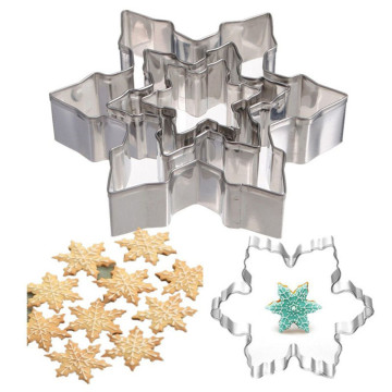 3pcs/set Snowflake Christmas Cookie Tools Cutter Molds Biscuit Press Icing Set Stamp Mould Stainless Steel Cake Decorating Tools