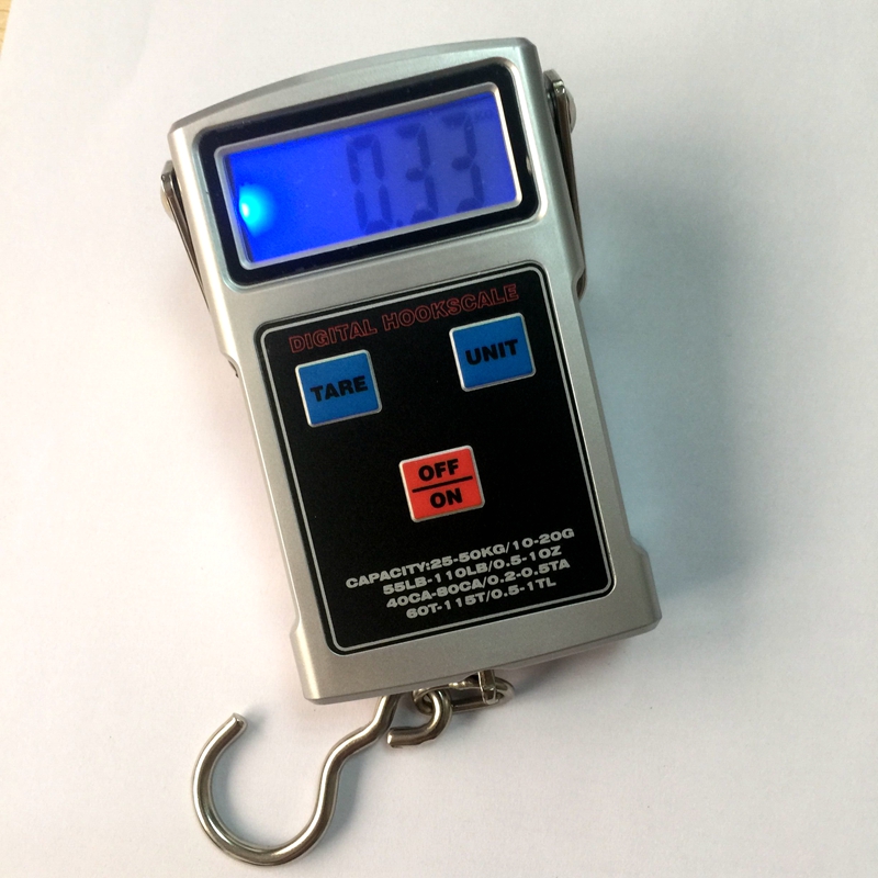 Portable Multipurpose Digital Fishing Hook Scale 50kg 110LB Electronic Travel Crane Scales Tape Hanging Weight Balance Backlit