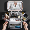 LED Mirror Cosmetic Organizer Portable Makeup Storage Box Jewelry Box Large Make Up Lipstick Container Bathroom Storage Case