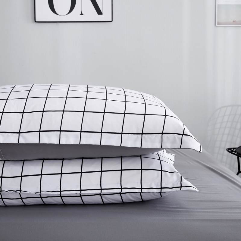 Liv-Esthete Fashion Classic Black Grid Bedding Set Double Queen King Bed Linen Soft Duvet Cover Pillowcase Flat Sheet For Adult